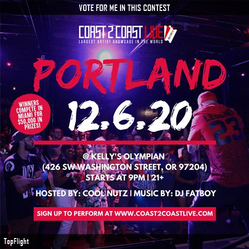NovemberPaige's tweet photo. Just voted for TopFlight  to perform for $50K Prize at #Portland 12/6/20! https://t.co/bZPp8zid3q #Coast2Coast https://t.co/55Y6k5tjuC