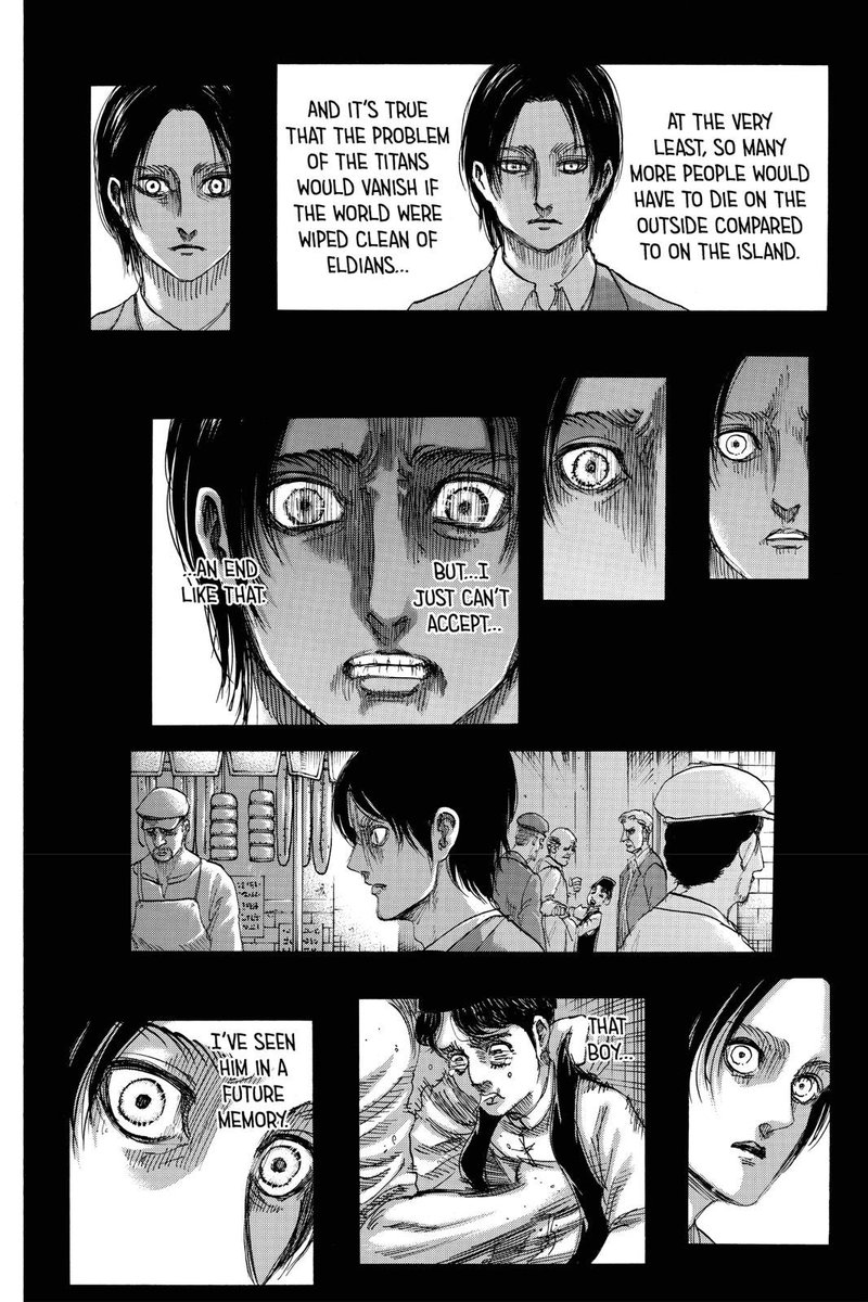 Now this is where things get a bit more ‘complicated’, as Eren shows multiple ‘motivations’, throughout this chapter. In 131, Eren speaks about how, him k*lling those people, means that they never found a way for Paradis to survive and that he won’t accept the end of the Eldians
