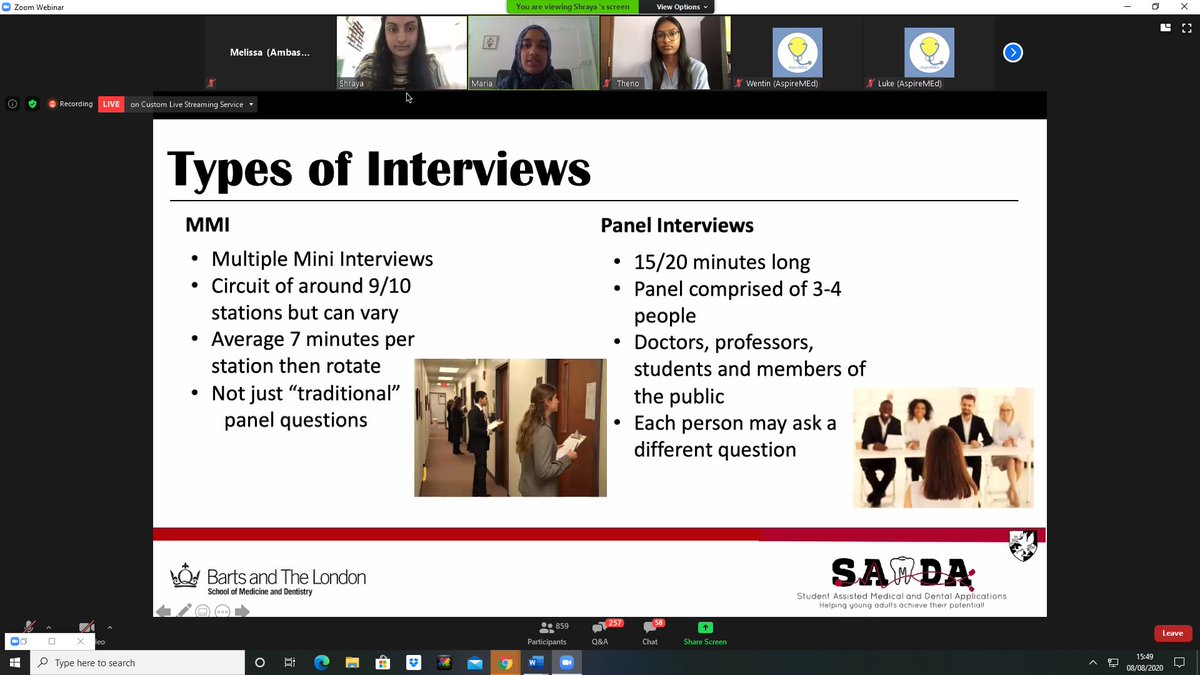 AspireMedUK's tweet photo. Time to learn about interviews and how best to answer questions.
We hope you're all learning so much!
So much knowledge and experience is being shared!
#AMAVC2020
@QMULBartsTheLon @BartsSamda https://t.co/ViDOIhJI4A
