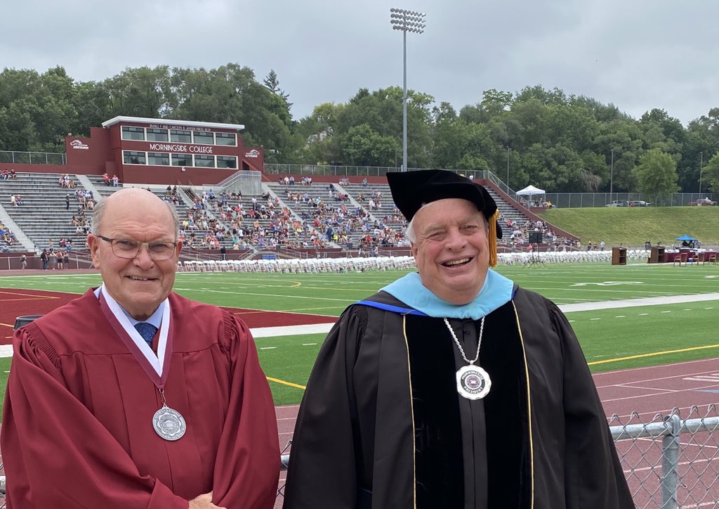 MsidePresident's tweet photo. Chairman of the Morningside Board of Directors Craig Struve and I are ready for commencement...so grateful to have this opportunity to celebrate the Class of 2020... #MsideProud #MsideGrad https://t.co/RKRHbwgAyh
