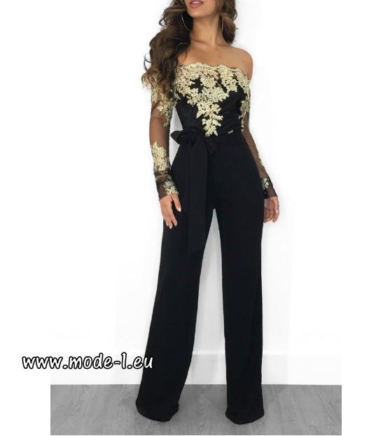 jumpsuit schwarz gold