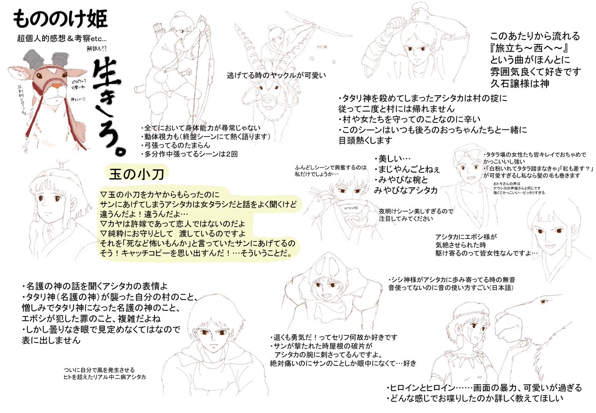 椎茸 低浮上 もののけ姫を愛しすぎた結果こうなりました 語彙力皆無 妄想あり トレス