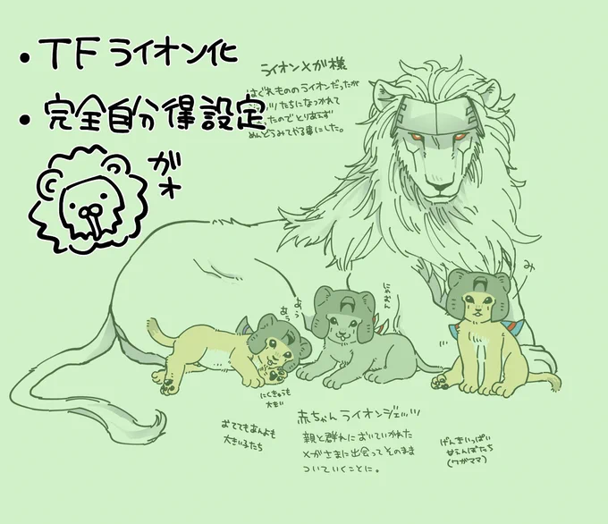 ライオトロンちゃん? #TF腐向け #獣化 #ライオン化 https://t.co/EfEfPufEUD 
