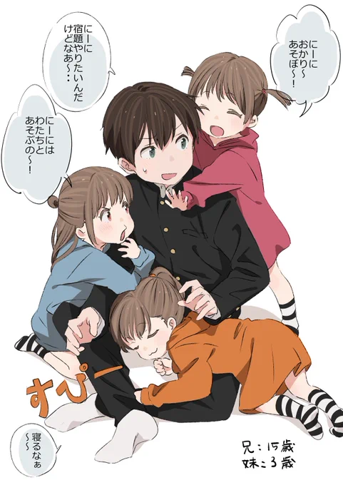 お兄ちゃんと三つ子の妹たち→その12年後 