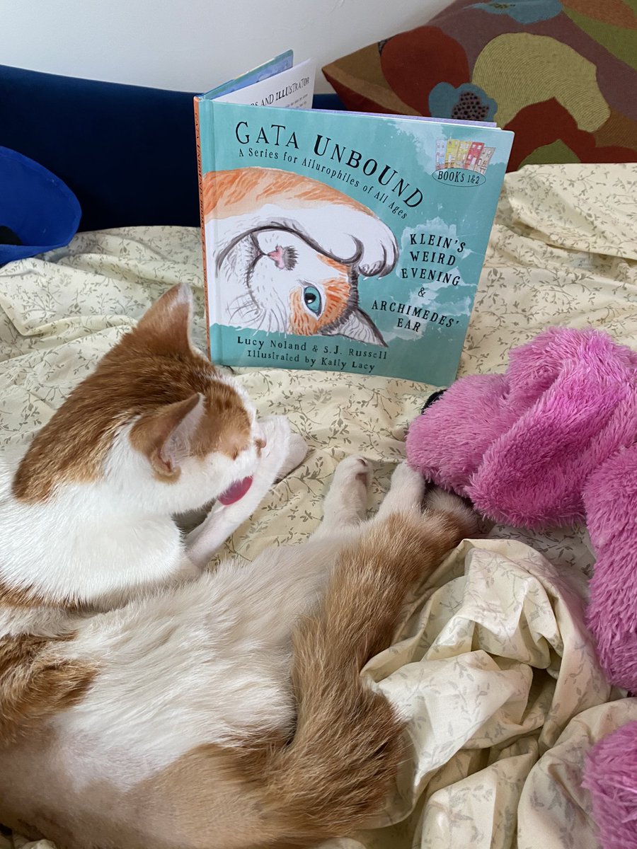 Foster cat Jean Luc Picard and his magical pink dog are celebrating #InternationalCatDay by reading the first two books in the Gata Unbound series for ailurophiles of all ages! Get yours today at archimedesprintingshoppe.com