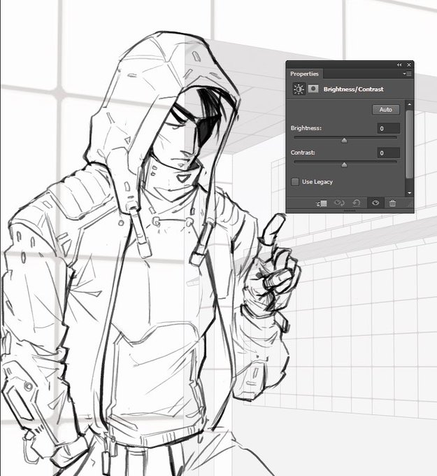 I`m working on a new very large personal piece, here is a little #wip although I love drawing Tom in his combat armor, designing his civil outfit is pure joy #digitalart #originalcharacter 