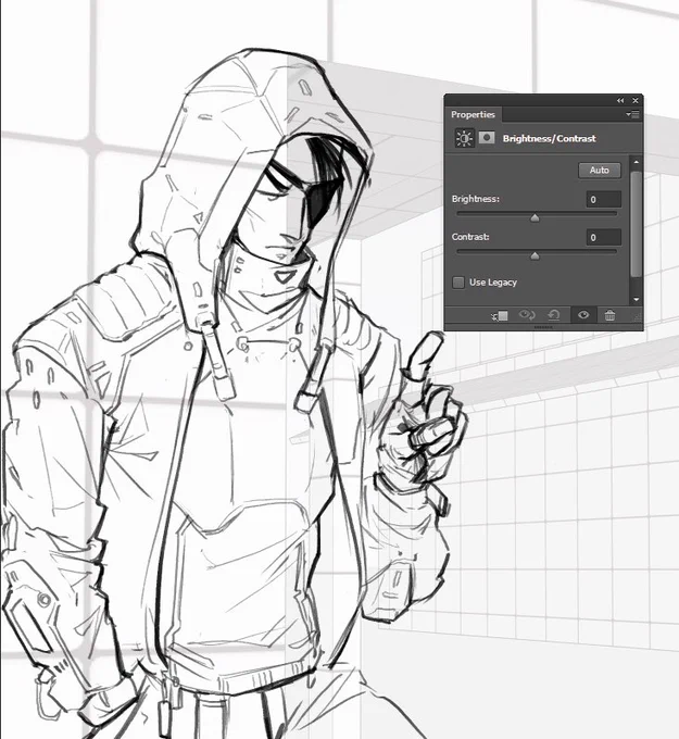 I`m working on a new very large personal piece, here is a little #wip although I love drawing Tom in his combat armor, designing his civil outfit is pure joy #digitalart #originalcharacter 