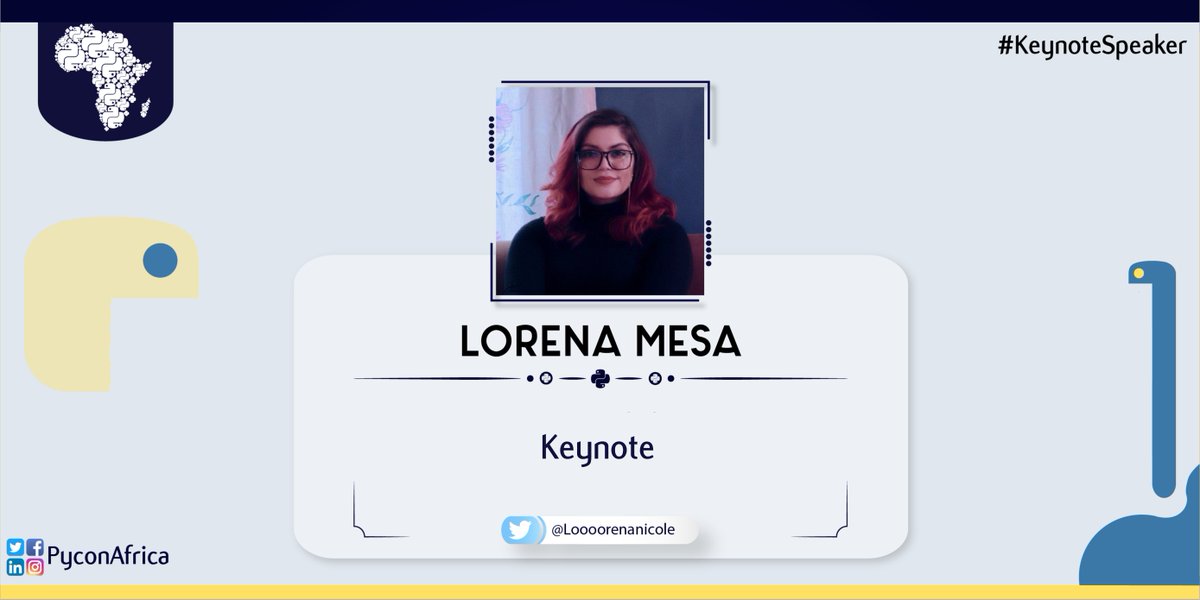 pyconafrica's tweet image. Up next:

Join us for a keynote from Lorena Mesa (@Loooorenanicole)

Stay tuned!

#PyConAfrica20 #PyExciting #Python