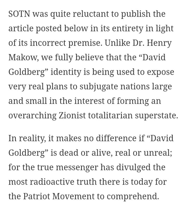 (16) Again... Why would the system try so hard to stop HCQ, if that system wants us to take it?The Goldberg recording says Trump is a jew & [deep state]. Then why is the system trying to stop him?Can we trust Mr. Goldberg? 