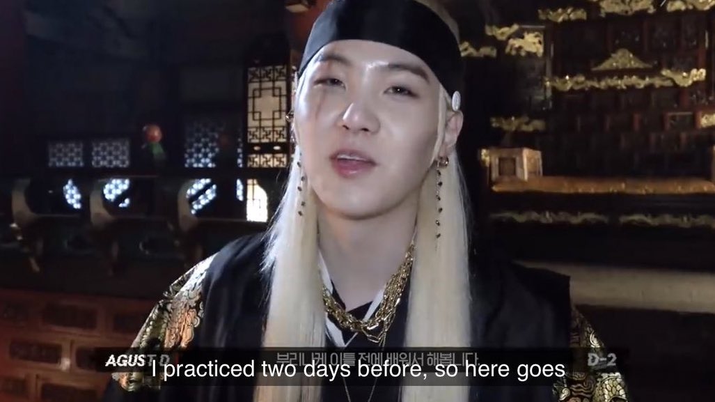 For Daechwita, Yoongi had to learn sword fight and he actually mastered it in two days.