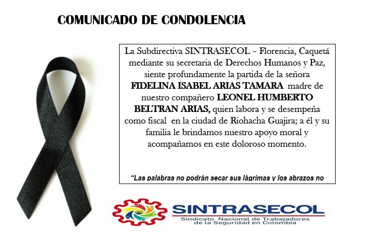 sintrasecol's tweet photo. Paz en su tumba... mucha fortaleza a su familia... https://t.co/EbGNJBrEFY