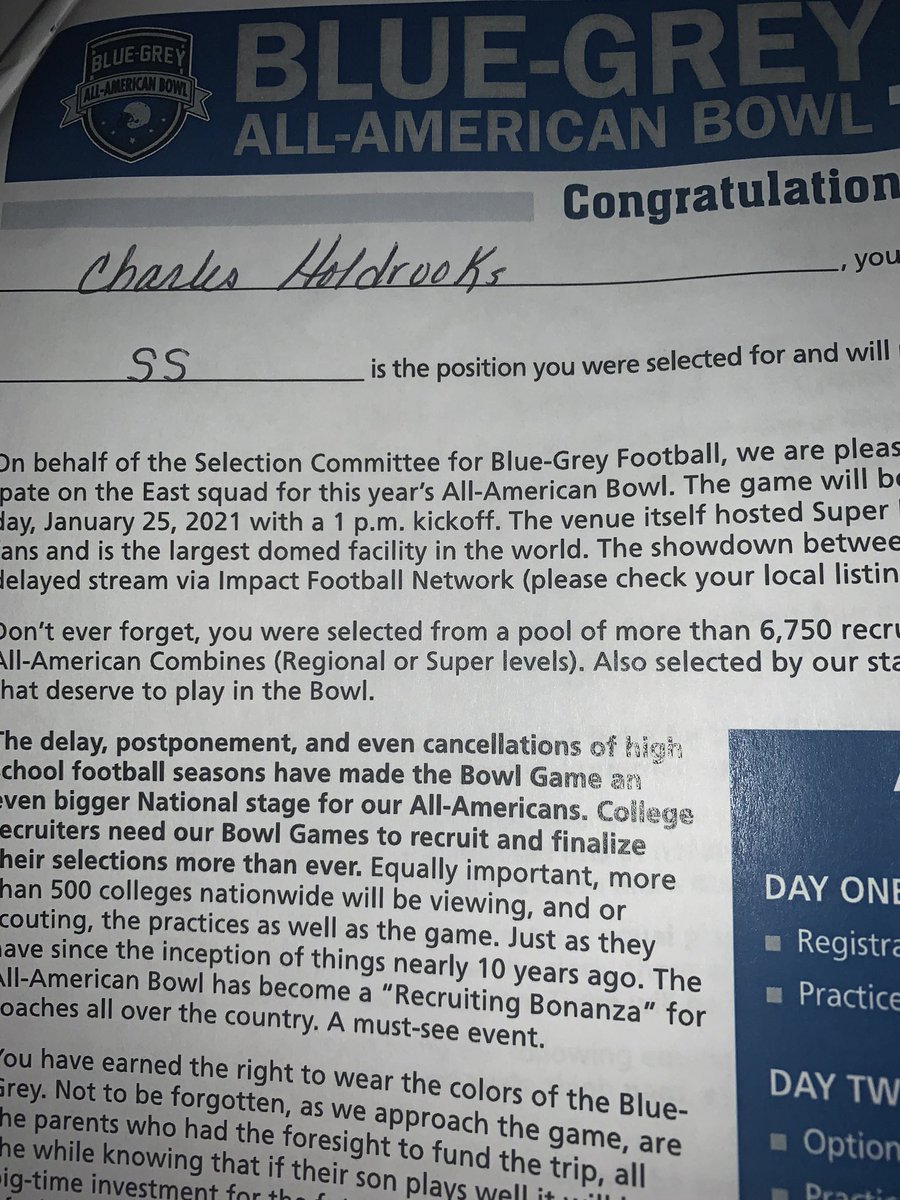Thankful to be invited to the BG All American Bowl Jan 25. <a href="/BlueGreyFB/">Blue-Grey All-American Bowl</a>