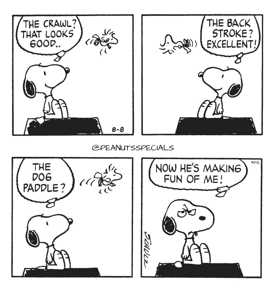 PeanutsSpecials's tweet photo. First Appearance: August 8, 1986
#snoopy #woodstock #thecrawl #looksgood #thebackstroke #excellent #thedogpaddle #now #making #fun #of #me #peanutssaturday #peanutsstrong #peanutshome #staysafe #schulz #ps #pnts #peanuts #officialpeanutsspecials #peanutsspecials https://t.co/J6riAfOC83