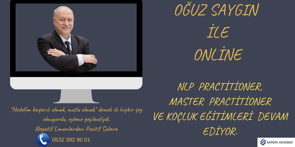 OĞUZ SAYGIN İLE NLP  PRACTİTİONER,
MASTER  PRACTİTİONER
VE KOÇLUK EĞİTİMLERİ  DEVAM EDİYOR.

#nlp #kişiselgelişim
#motivasyon #başarı #koçluk #koçlukeğitimleri