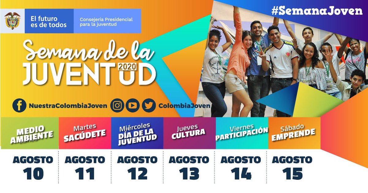 mambientalistac's tweet photo. ¡Agéndate del 10 al 15 de agosto para vivir la #SemanaJoven! 💚🌎 No te pierdas todas las actividades del lunes de Medio Ambiente✊ #VivaElPlaneta https://t.co/TBXZeCaYG4