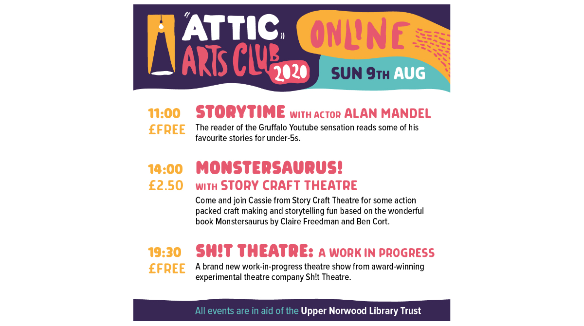 Don't miss our last day tomorrow!

Visit our website to find out more: atticartsclub.com

@UpperNorLibHub @Disentanglepro <a href="/ace__london/">Arts Council England, London</a> <a href="/storycraftyork/">Story Craft Theatre</a> <a href="/shittheatre/">Sh!t Theatre</a> 

#crystalpalace @crystalpalacemums #childernsworkshops #artsandcrafts #ComedyShow #Comedy #theatre