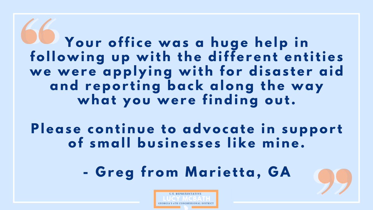 Greg A. from Marietta requested our help with an Economic Injury Disaster Loan for his small business.  #GA06