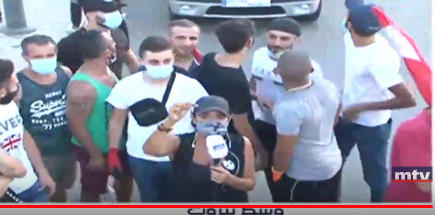 Bassam_Khawaja's tweet photo. Local reporter in #Lebanon now holding up a bullet on TV to show security forces are using live ammunition against protestors in #Beirut to stop them from reaching parliament. After blowing up half the city, the government is now shooting its own people. https://t.co/8Vk0n6hjpS