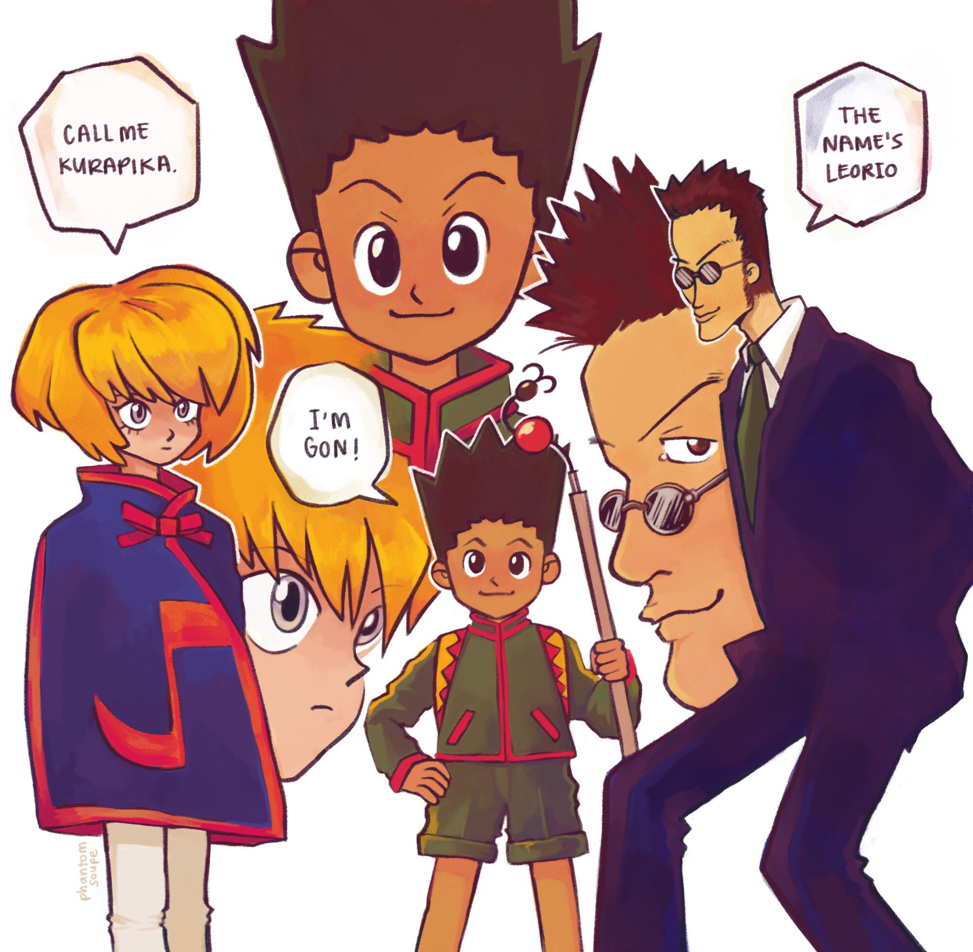 Kurapika looks satisfied by the way Leorio looks. I also look like