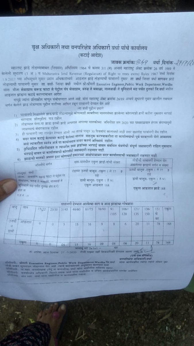 KartikInglepat1's tweet photo. वृक्षवल्ली आम्हा सोयरे, हि आपली संस्कृती आणि इथे तर  चक्क वृक्षतोड तेही गांधींच्या भुमिमध्ये वा रे प्रशासन
@SunilKedar1111 @uddhavthackeray @AUThackeray @RealBacchuKadu @aajtak @kanhaiyakumar @PMOIndia @CMOMaharashtra #sewaram #wardha @RahulGandhi @PawarSpeaks @AjitPawarSpeaks https://t.co/sqht8FkNjG