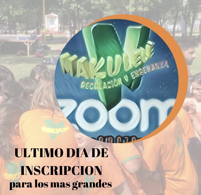 ColoniaMakulele's tweet photo. *‼️ULTIMO DIA DE INSCRIPCION‼️*

👩🏻👦🏼 Makuzoom para los mas grandes 9/8 18hs

Manda un msj para reservar tu lugar https://t.co/09cTEyn9Jw