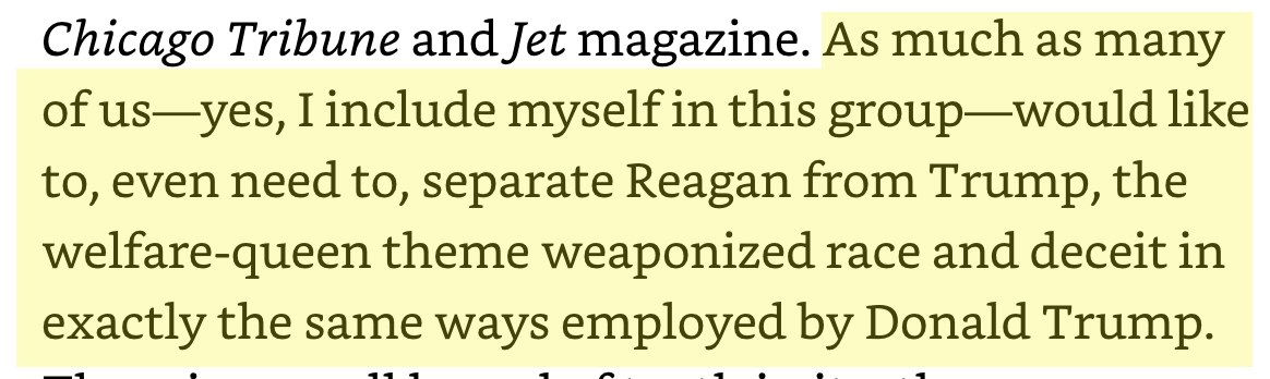 11/ Aside: While in law school, I took a course in feminist jurisprudence and I wrote a paper on Reagan’s “welfare queens.” I never thought I’d see someone like Stuart Stevens writing about this episode in GOP history so honestly.