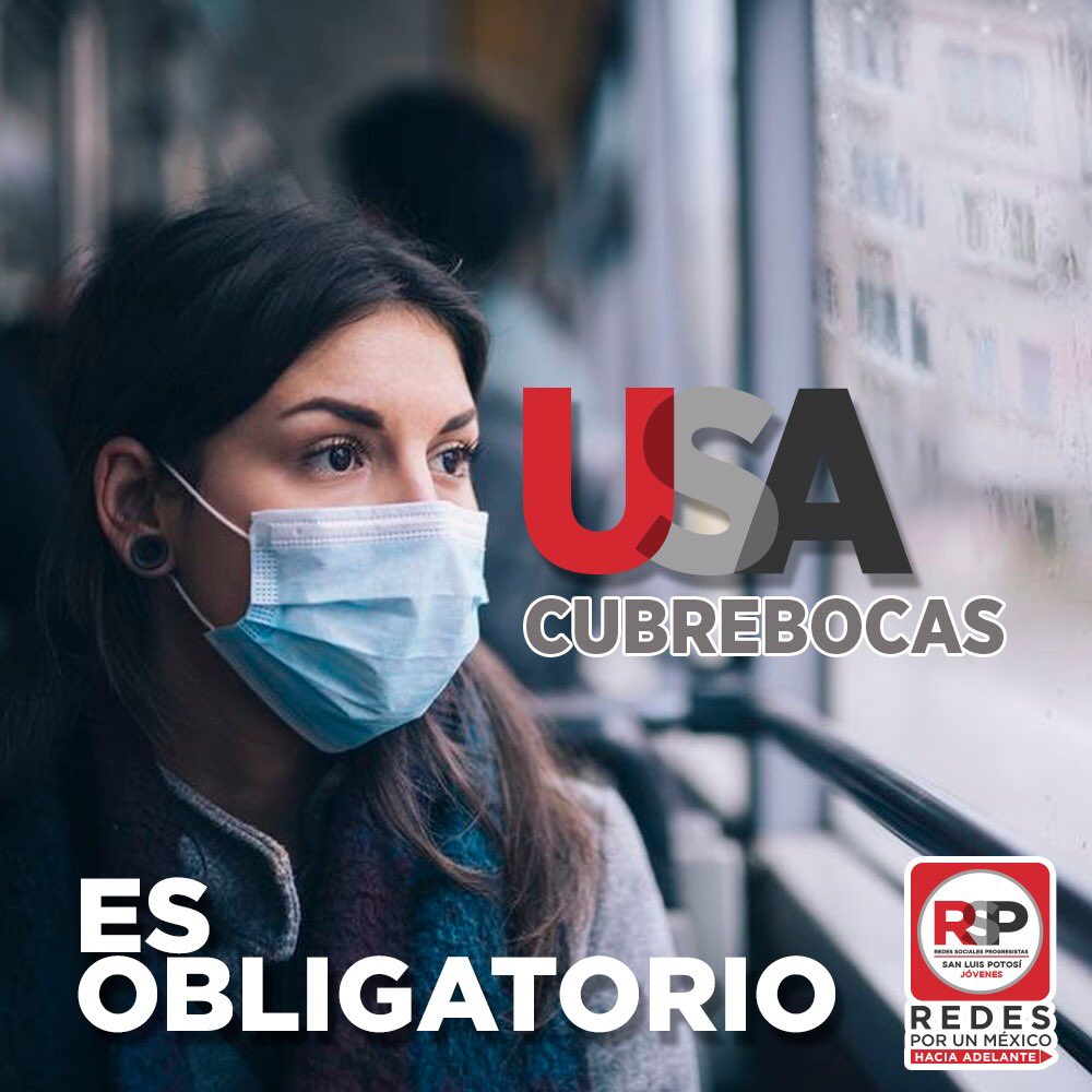 Ahora el uso de cubrebocas en lugares públicos es obligatorio. 
#PorUnMéxicoHaciaAdelante
#SanLuisPotosi
#JovenesSLP