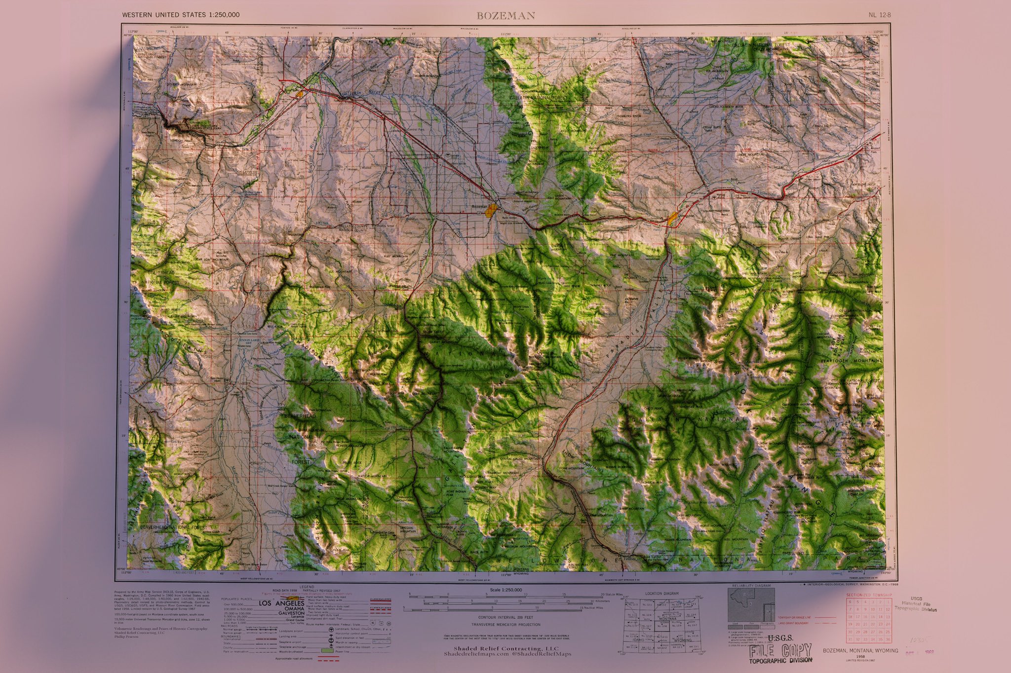 Gallatin County Montana Gis تويتر \ Shaded Relief Maps على تويتر: "“Bozeman, Mt” 1958 Usgs Map Of Sw  Montana — Reimagined By Rendering Historic Usgs Maps With Modern Elevation  Data In 3D. Poster Prints Available! Link