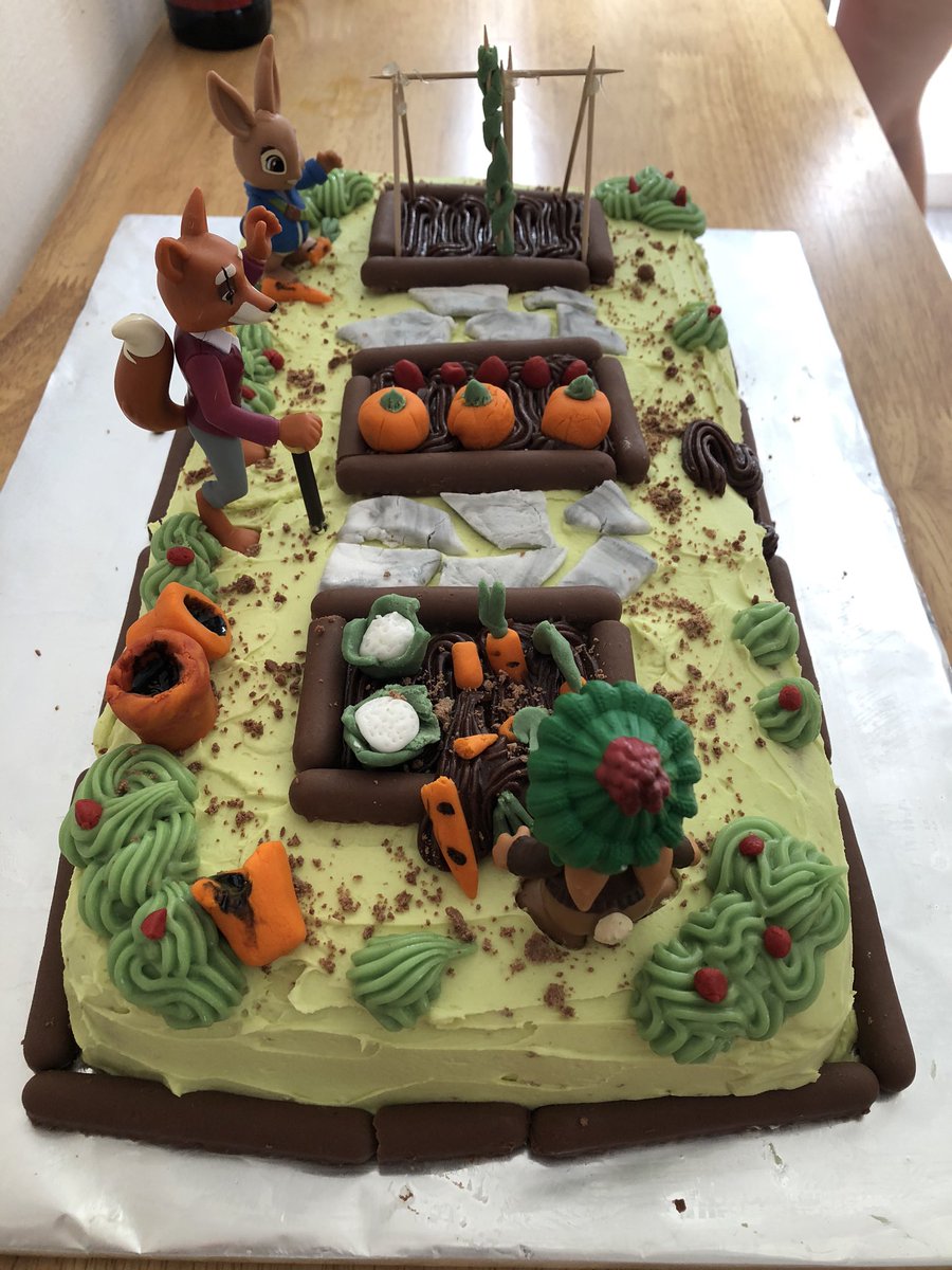 NeilWElectrical's tweet photo. Cake complete!! Mr McGregors garden. Thatโs it for another year! #happybirthday #cake #peterrabbit #decoration #jobontheside https://t.co/G44BqA261s