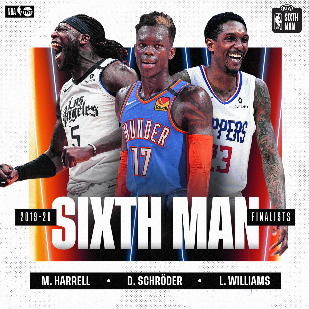 Nba On Tnt On Twitter Your 2019 20 Kiasixth Finalists Are Montrezl Harrell Dennis Schroder Lou Williams Nbaawards