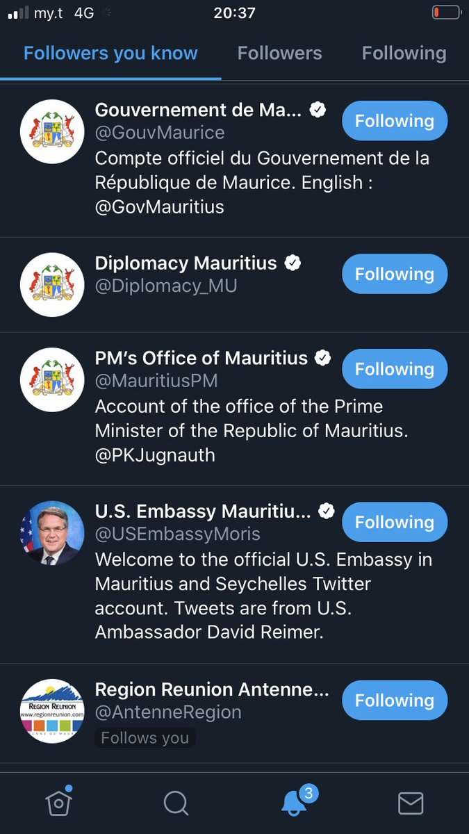 rabinbhujun's tweet photo. L’info du jour! Plusieurs ministères de @PKJugnauth suivaient son «faux» compte Twitter. Tout ceci est d’un ridicule. #lifosmelivre https://t.co/op9dJ60nM8