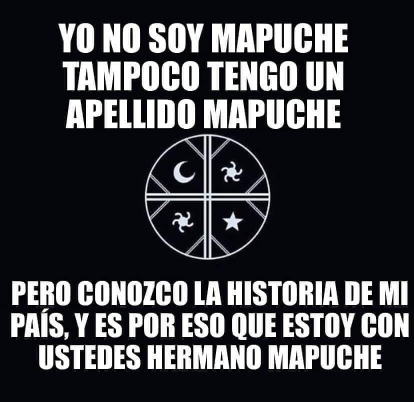 zapata_renato's tweet photo. Yo estoy con el pueblo Mapuche.
#yoapoyoalpuebloMapuche
#territorioRevelde
#wallmapulibre
#MataronaunMapuche https://t.co/I98M3g1WYd