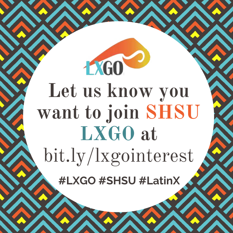 LXGO_SHSU's tweet photo. Interested in learning more about becoming a member of the SHSU LatinX Graduate Student Organization? We're currently recruiting new members. Let us know you're interested at https://t.co/IX5OElgVUn &amp; we will send you more information about LXGO and how join! #LatinX #LXGO #SHSU https://t.co/MCyM3QQuaZ