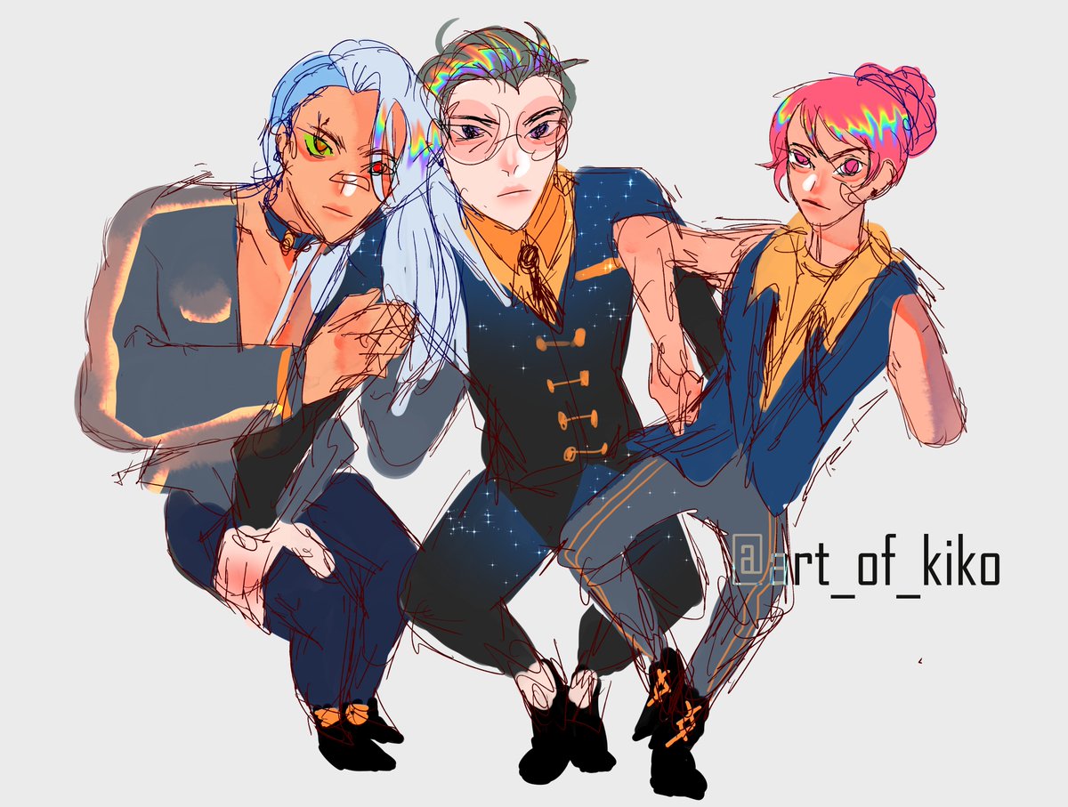 art_of_kiko's tweet photo. What do you mean I have to draw my OCs myself instead of them just manifesting themselves into the physical plane of existence? 

Anyway, three pieces of one whole idiot https://t.co/Z36l4NfB7m