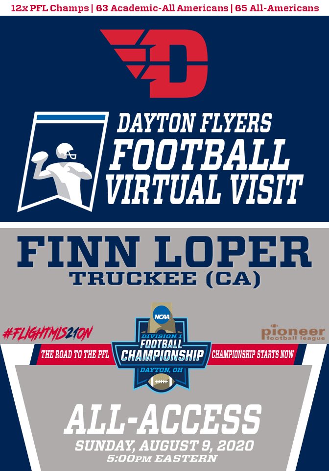 FinnLoper's tweet photo. Excited for the invite. Looking forward to learning more about the Dayton Football Tradition. Thanks @THECoachSteiner and @AdamMSzilagyi  @truckeefootball #Reddawn https://t.co/s7UwlmHiSU