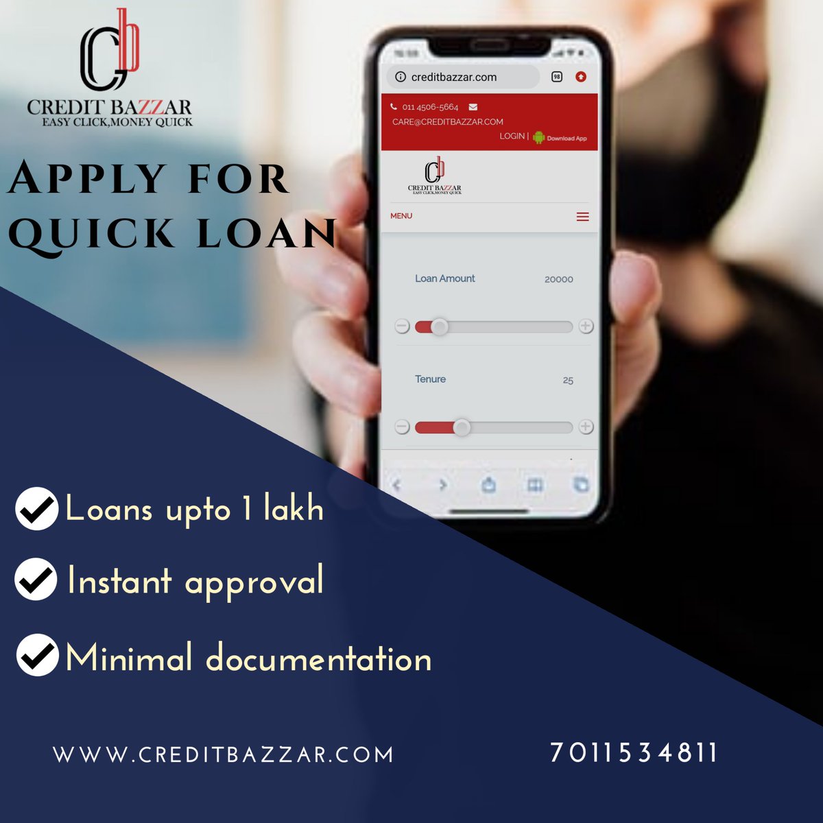 creditbazzar's tweet photo. Apply for a quick loan with credit bazzar
.
.
.
.
#paydayloans #instantloan #instantloans #personalloan #quickloans #loanservice #microloans #easyloans #loanservices #moneyloans #india #delhi https://t.co/3RSR3gpCwd