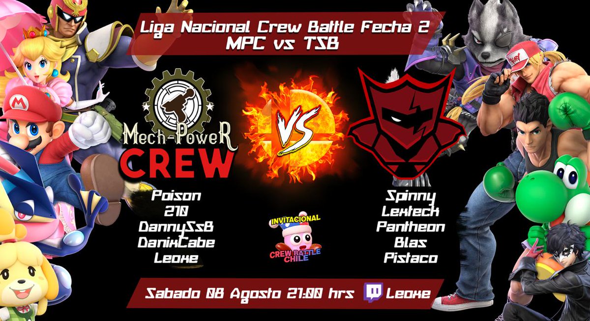 CrewMech's tweet photo. Hoy a las 9:00 Hrs tendremos la crew de MPC vs TSB , transmitido por https://t.co/sSpWVE6ScZ , y casteado por Reisun y Kyabe, los esperamos! https://t.co/IEyG8i3OVf
