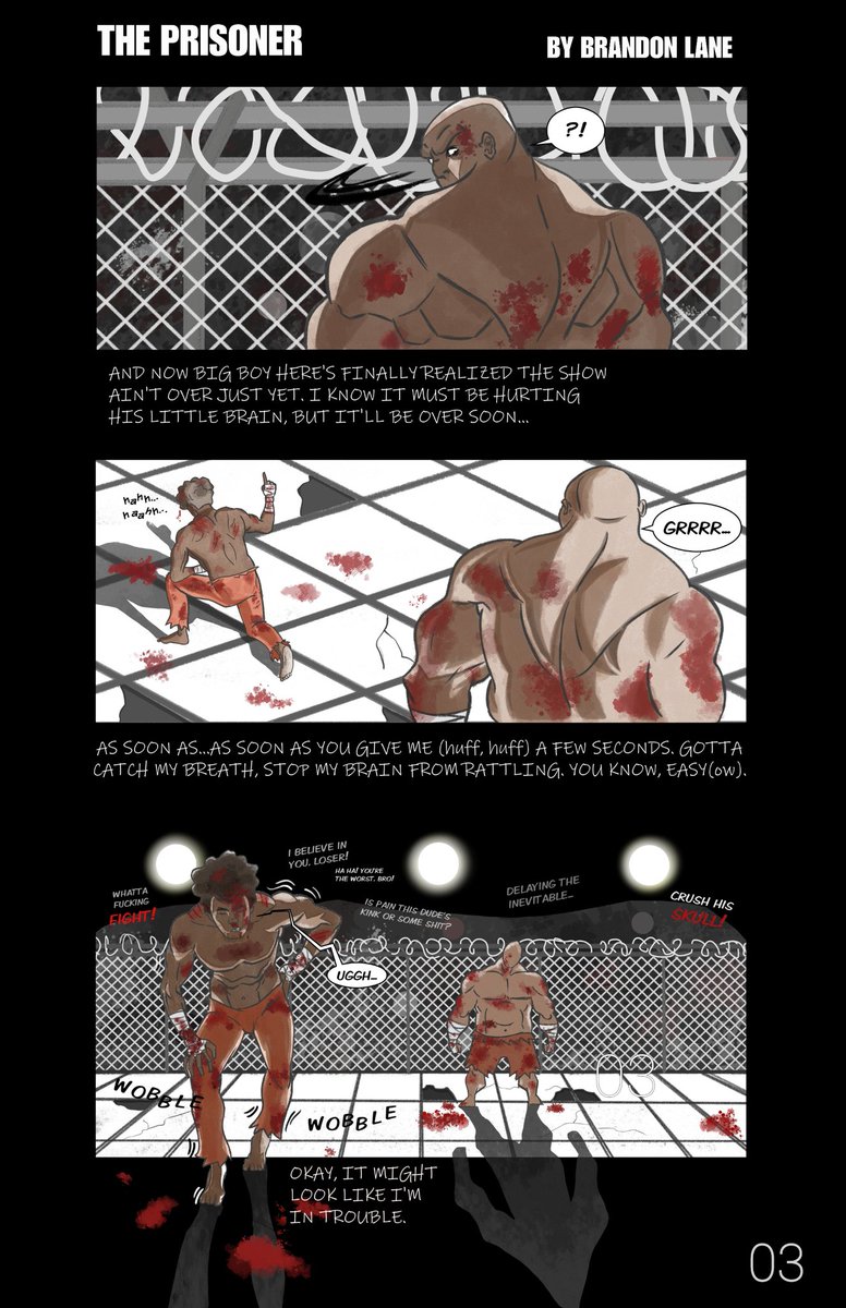 A new page of The Prisoner! Seems our main character is willing himself through a rough spot.

#ThePrisonerComic #OriginalCharacters #Comics #Art #IndependentComic