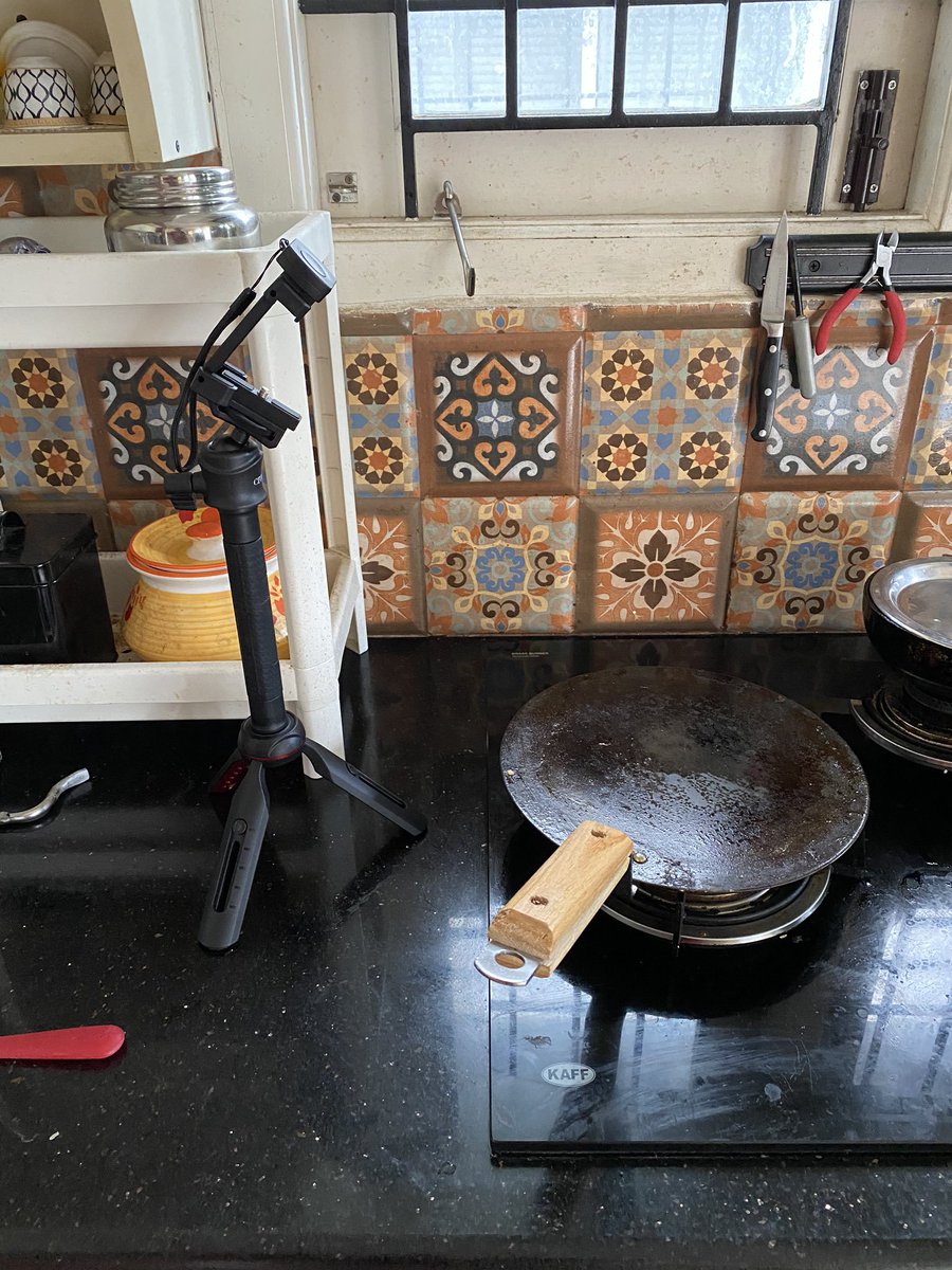 This is the camera setup. It's a tripod from Croma and I use an iPhone to shoot these.