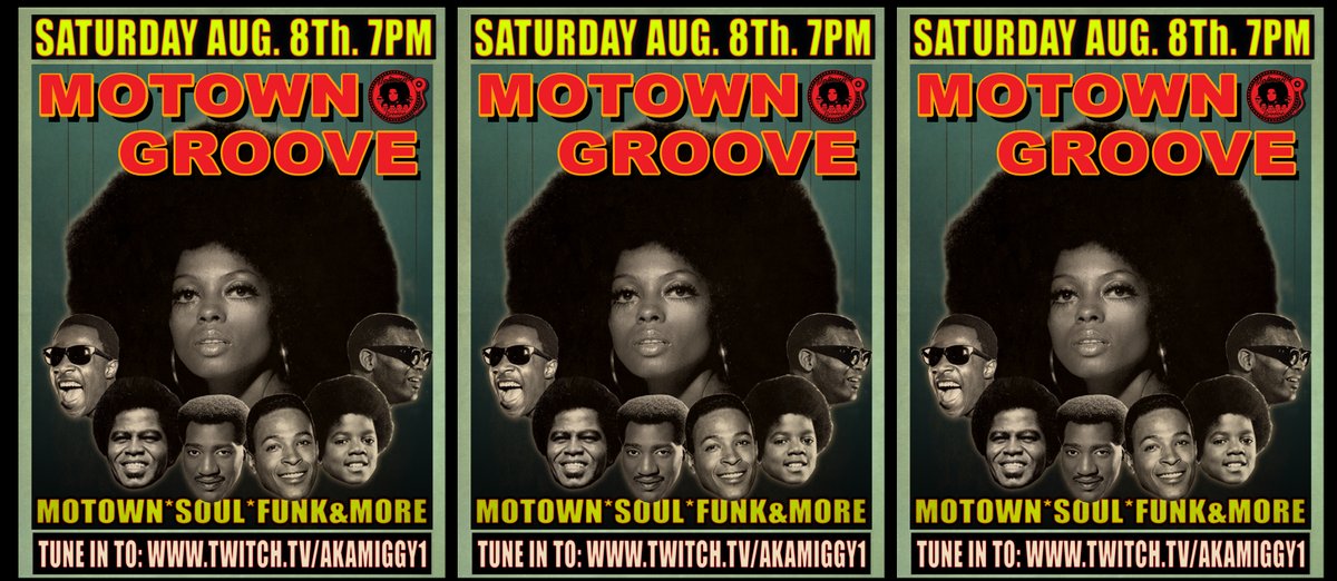This Sat.7pm AUG. 8TH
Motown Groove
Tune in to: twitch.tv/akamiggy1

Motown,Soul, oldies,funk and more
With your host Aka Miggy

We are keeping the party going
Dance,Drink and have fun in the comfort of your own home