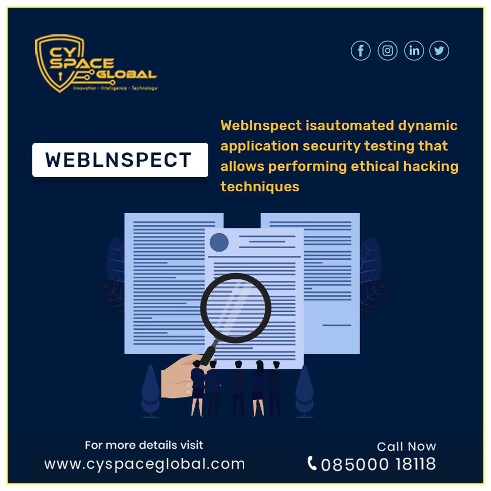 cyspaceglobal's tweet image. #Webinspect #automation #services by  #cyspaceglobal #Artificialintelligence #informationtechnology  #informationsystems #datascience #machinelearning #informationsecuritymanagement  #soc #redteam #blueteam #socanalyst #databreaches  #cyspace