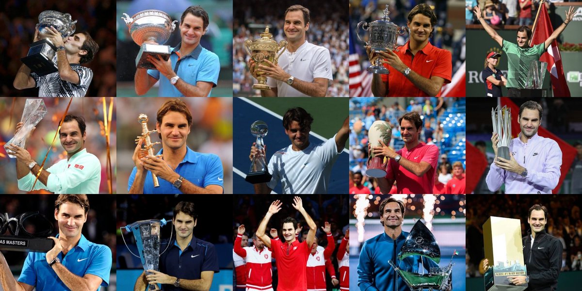 InTennisCourt's tweet photo. ¡Roger #Federer cumple 39 años!

🔹20 #GrandSlams 
🔹28 #Masters1000 
🔹6 #ATPFinals 
🔹1 #CopaDavis
🔹310 semanas como 1 del mundo
🔹1242 victorias en el circuito 
🔹103 títulos #ATP

📸 Vía: Zimbio https://t.co/HoWlDD9jyU
