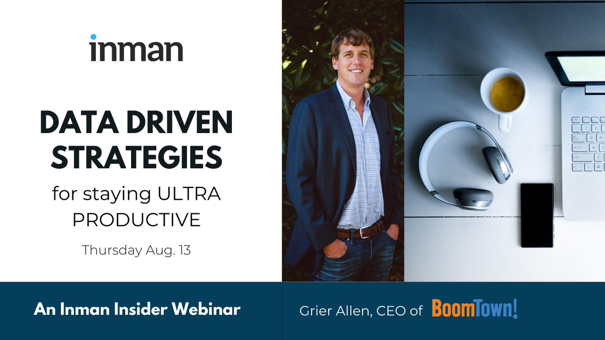 Digital lead generation has some NEW unique opportunities. Learn the Data Driven Strategies for Staying Ultra Productive in our Inman Insider Webinar w/ <a href="/BoomTownROI/">BoomTown</a> CEO Grier Allen, Thurs. Aug. 13.  bigmarker.com/inman1/Data-Dr…
#realestate