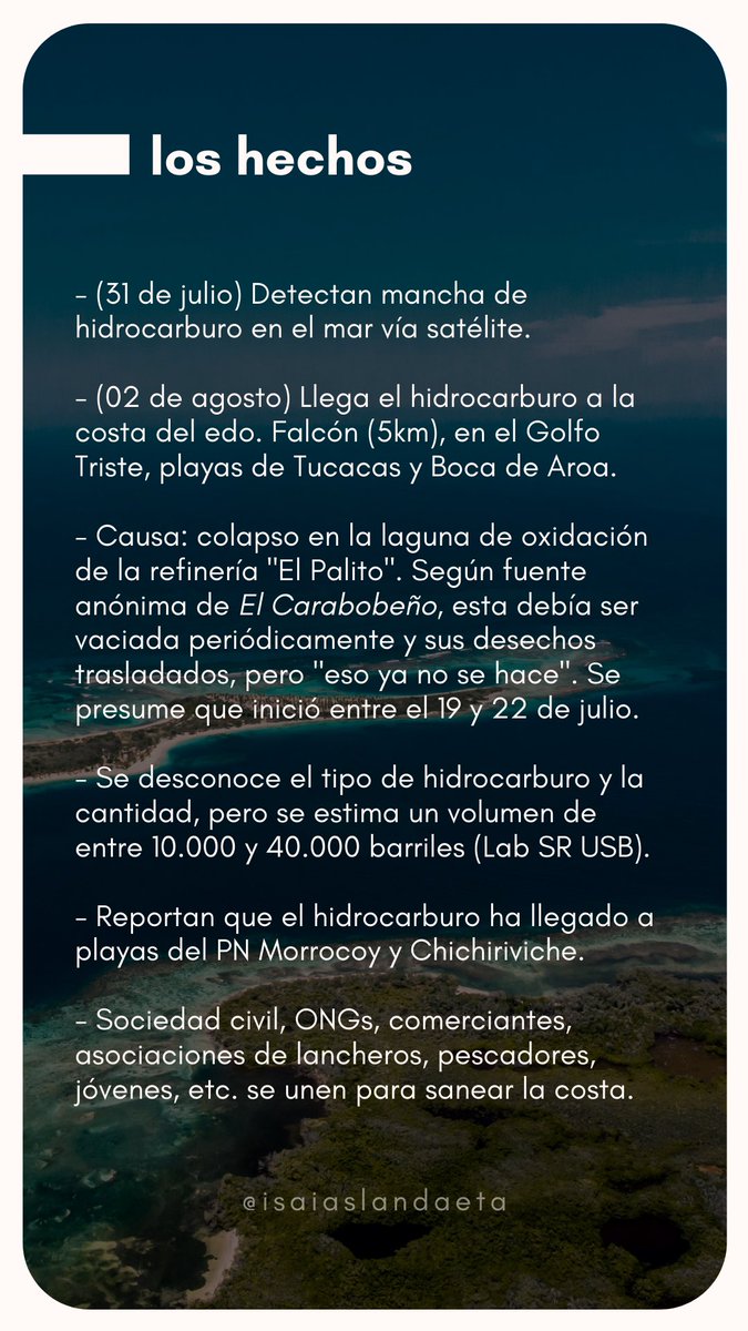 IsaiasLandaeta's tweet photo. Todo lo que necesitas saber sobre el derrame de hidrocarburo en las playas de Falcón, Venezuela. COMPARTE. https://t.co/wtx6mrtWFY