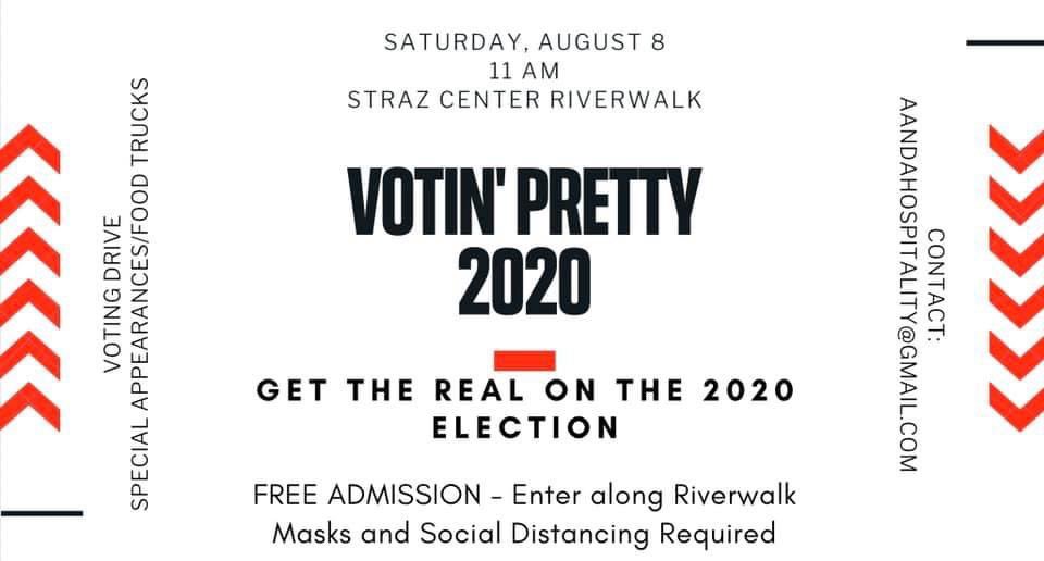 IamSuperC's tweet photo. We’re here at the @StrazCenter on the Riverwalk with Live music. Food trucks. &amp; more...

Register to VOTE! #Vote2020 https://t.co/G3FS2XDUmK