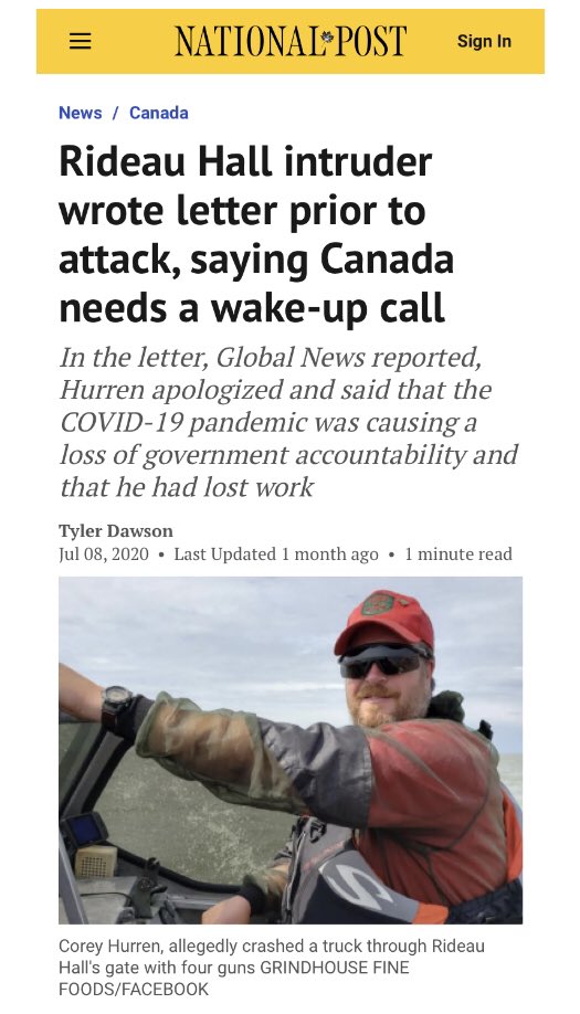 The simultaneous downplaying of the seriousness & the normalization by  #cdnmedia, of an assassination attempt on ’s PM, sidesteps the  #NatSec threat of domestic terrorism, RW extremism, white nationalism & neofascism.  https://www.publicsafety.gc.ca/cnt/ntnl-scrt/cntr-trrrsm/r-nd-flght-182/knshk/ctlg/dtls-en.aspx?i=116 #cdnpoli  #CoreyHurren  #CdnmediaFail