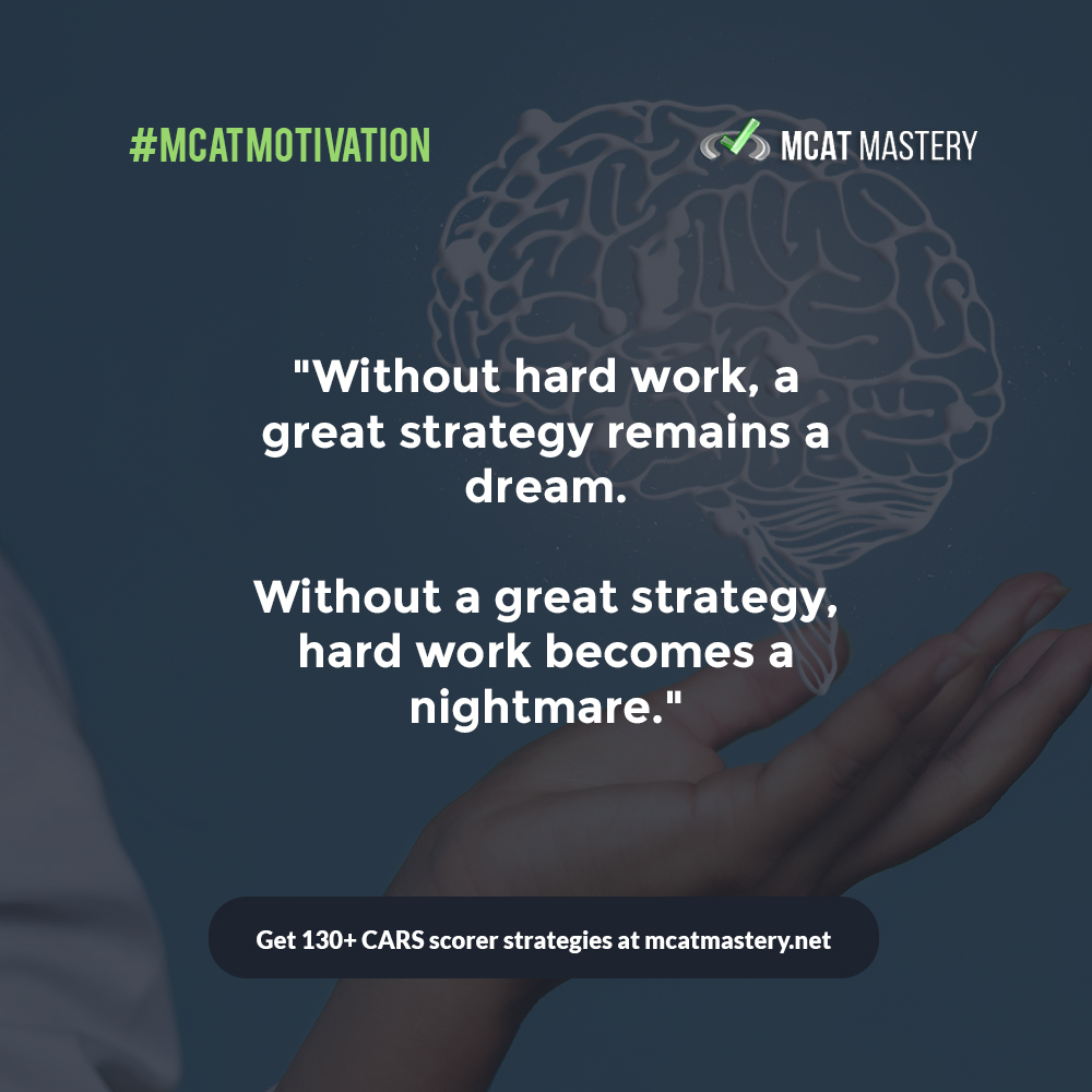 MedLifeMastery's tweet photo. You're a hard worker - we know that. If you weren't you wouldn't have made it this far.

Now you just need the right strategy to dominate the MCAT.

#mcat2020 #medschool #mcat #premed #futuredoctor #premedlife #futureMD #premedstudent #premedical #mcatmotivation #mcatmastery https://t.co/oA4oVykWM0