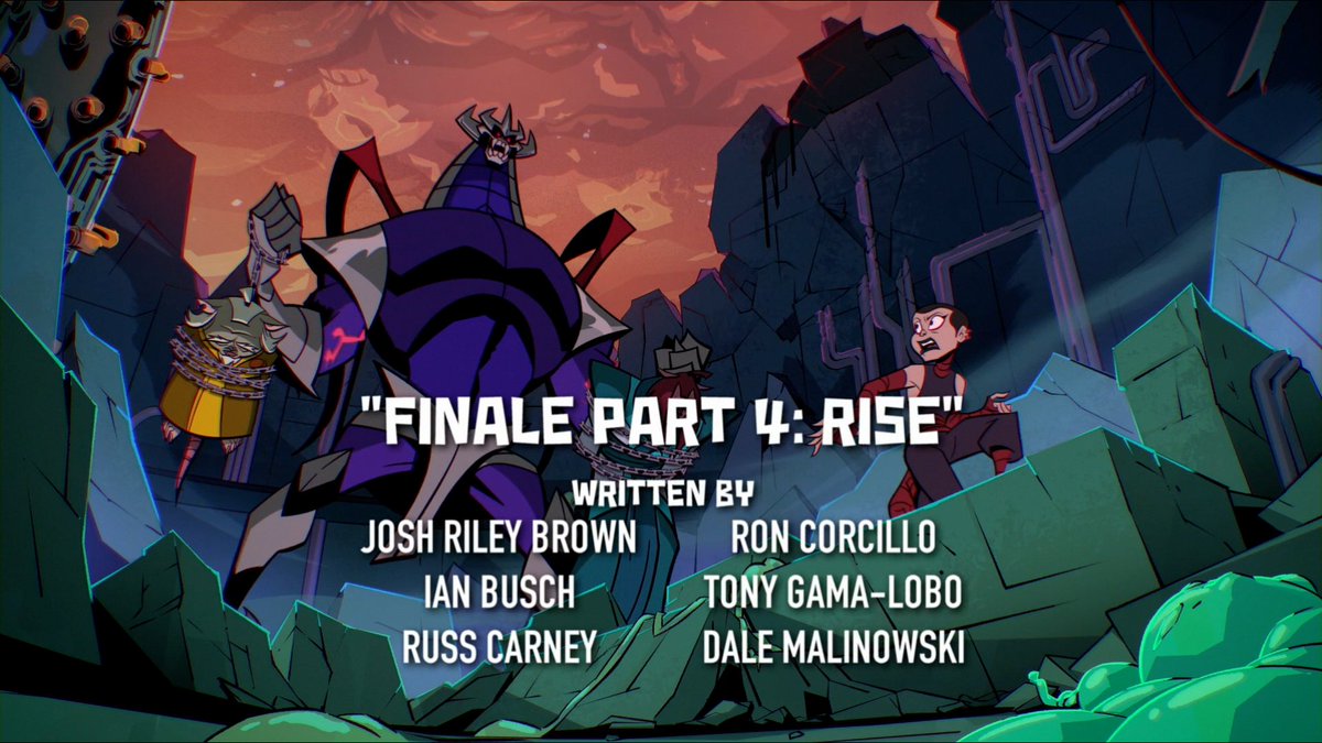 And the last one! Rise of the TMNT Finale Part 4: RiseI think this is the most storyboarders we've had on title credits. All the warriors! 