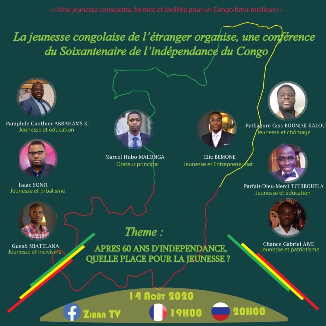 drPhileAbrahams's tweet photo. Soixantenaire de l’indépendance du Congo 🇨🇬!!!

Après 60 ans d’indépendance, quelle place pour la jeunesse ?  

Par la Grâce de Dieu, j’interviendrai principalement sur le thème Jeunesse et éducation.

#Soixantenaire2lindédenpanceDuCONGO 🇨🇬
#Mvoula60yalipanda 
#ZianaTV https://t.co/U7SWORUWcr