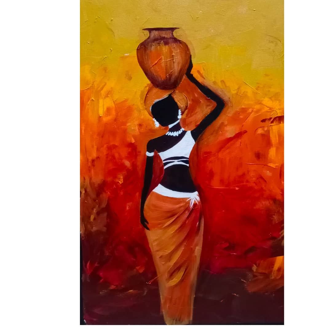 تتي ۾ گهڙو ڪا ڀري ٿي پئي ,ٿري سونهن چمڪا ڪري ٿي پئي. 
شيخ اياز
Size :20" by 30"
Medium : acrylics in canvas 
Title : Lady in thar.. 
#acrylicpainting #sheikhayaz #sindhipoetry #artworkbyme 
#commisonwork 
#painting #art #artistatwork #finearts